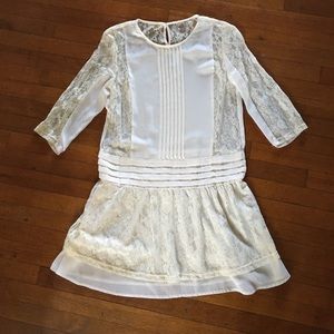 Ivory Floral Lace Mini Dress